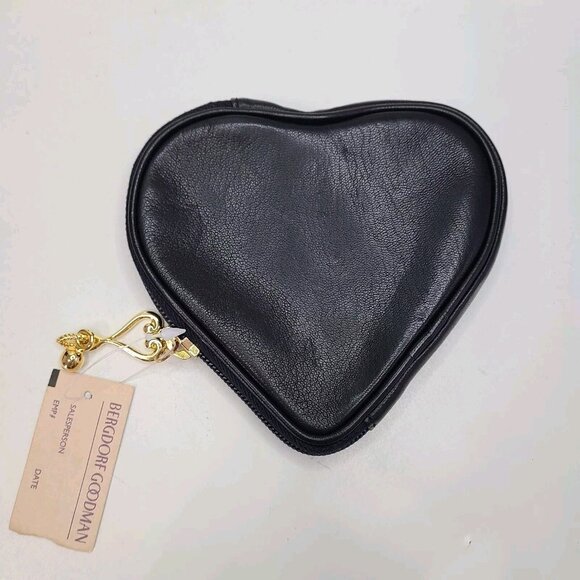 NWT Vintage Love Moschino Black Zip Around Wallet Heart Pouch Coin Purse - Picture 4 of 8